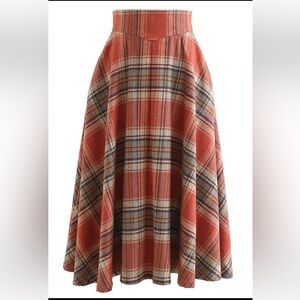 Chicwish Red Plaid A-Line Skirt
